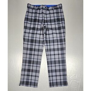 Nike Golf Pants Mens 34x30 Gray Tour Performance Dri Fit Plaid Athletic